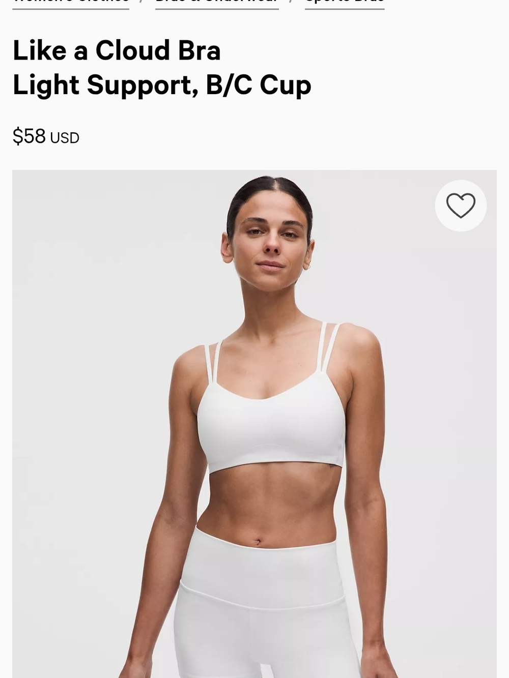Lululemon Like A Cloud Bra- White